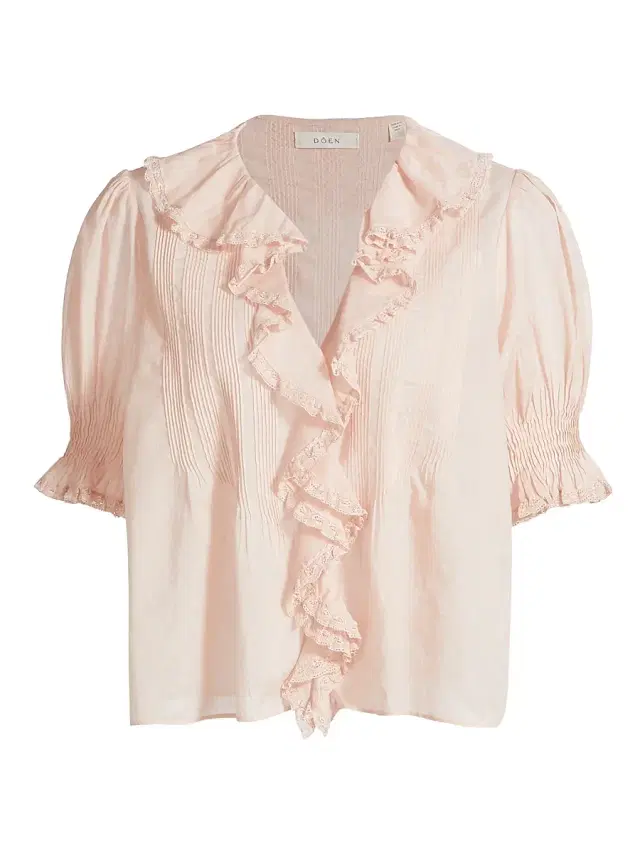 DÔEN Women's Henri Ruffled Top - Blush