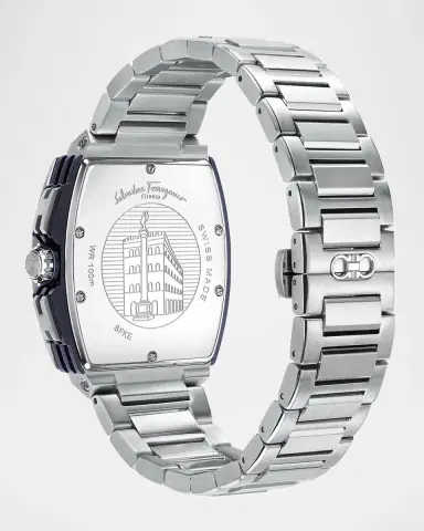 Ferragamo F-80 Tonneau Chrono Stainless Steel Bracelet Watch | Thumbnail 4
