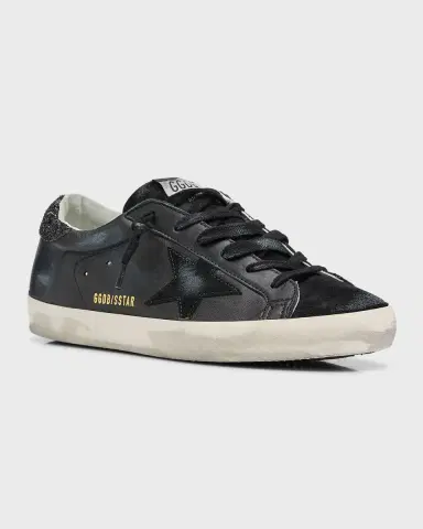 Golden Goose Super-Star Leather Glitter Low-Top Sneakers | Thumbnail 3