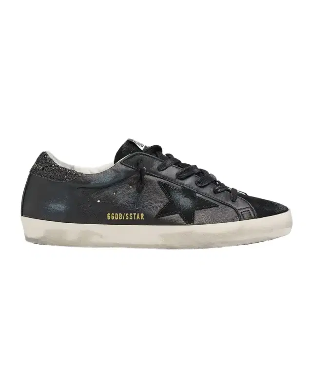Golden Goose Super-Star Leather Glitter Low-Top Sneakers