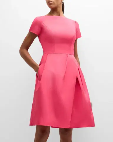 Carolina Herrera Icon Bateau Neck Short-Sleeve Dress | Thumbnail 3