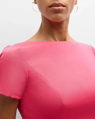 Carolina Herrera Icon Bateau Neck Short-Sleeve Dress | Thumbnail 5