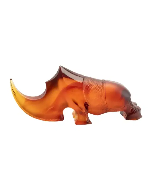 Daum Amber Ongava Rhinoceros Decoration