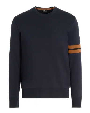 ZEGNA Men's Signifier Stripe Wool Crewneck Sweater | Thumbnail 1 ZEGNA Men's Signifier Stripe Wool Crewneck Sweater | Thumbnail 1
