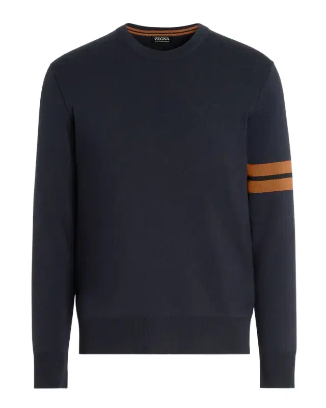 ZEGNA Men 's Signifier Stripe Wool Crewneck Sweater