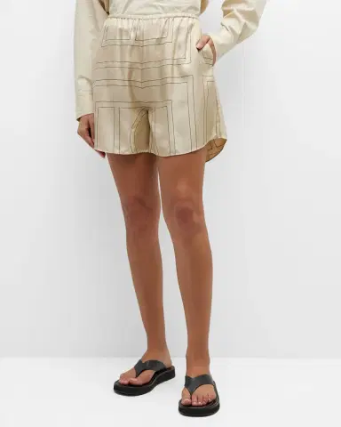 Toteme Monogram Silk Twill PJ Shorts | Thumbnail 2
