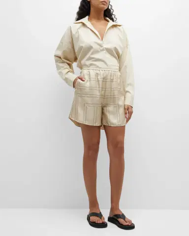 Toteme Monogram Silk Twill PJ Shorts | Thumbnail 3