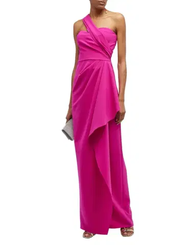 Rickie Freeman for Teri Jon One-Shoulder Draped Stretch Crepe Gown | Thumbnail 1