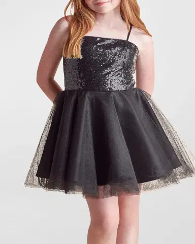 Un Deux Trois Girl's Sequin & Tulle Mini Dress | Thumbnail 2