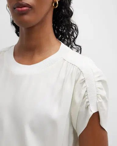 Cinq à Sept Lorainne Short Ruched-Sleeve Silk Top | Thumbnail 5 Cinq à Sept Lorainne Short Ruched-Sleeve Silk Top | Thumbnail 5