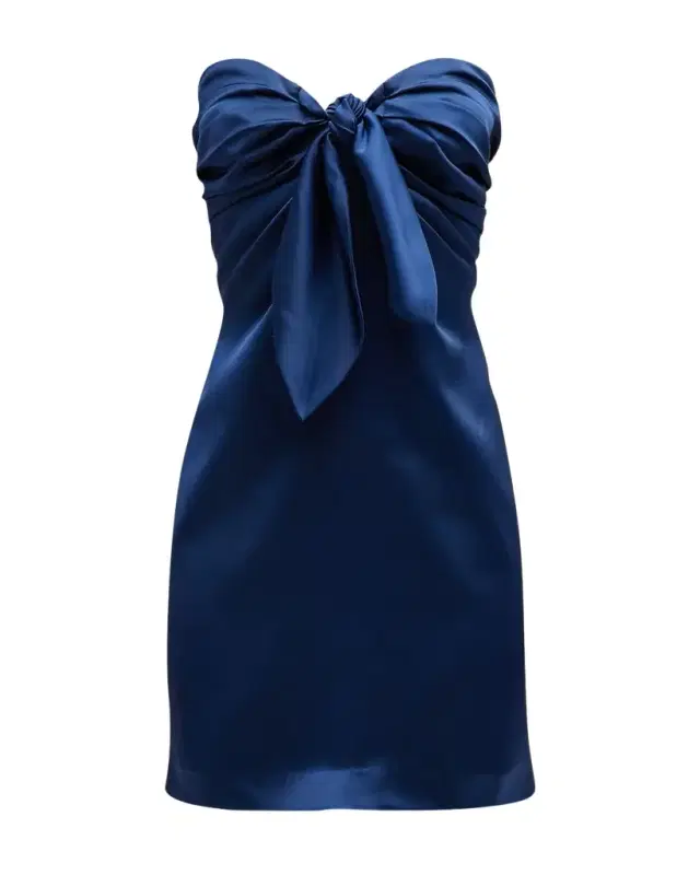 Orion Strapless Tie-Front Satin Mini Dress