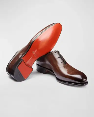 Santoni Men's Carter Burnished Leather Oxfords | Thumbnail 2 Santoni Men's Carter Burnished Leather Oxfords | Thumbnail 2
