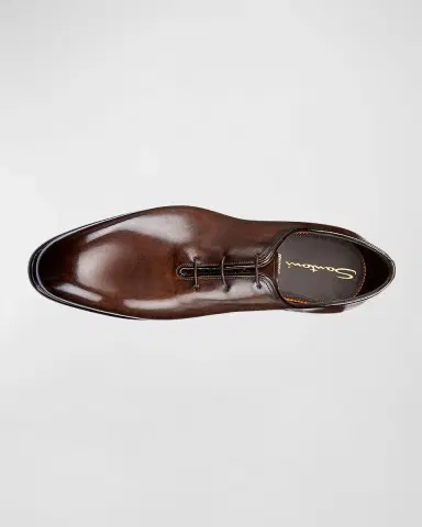Santoni Men's Carter Burnished Leather Oxfords | Thumbnail 3 Santoni Men's Carter Burnished Leather Oxfords | Thumbnail 3