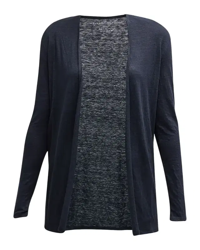 Majestic Filatures Stretch Linen Open-Front Cardigan
