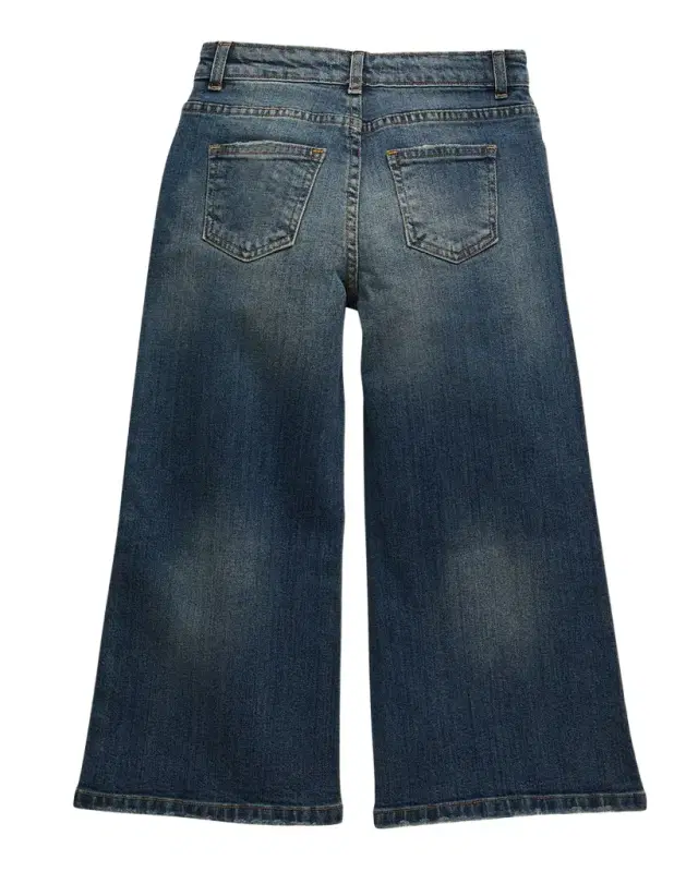 Girl 's Wide Leg Medium Wash Jeans, Size 4-10