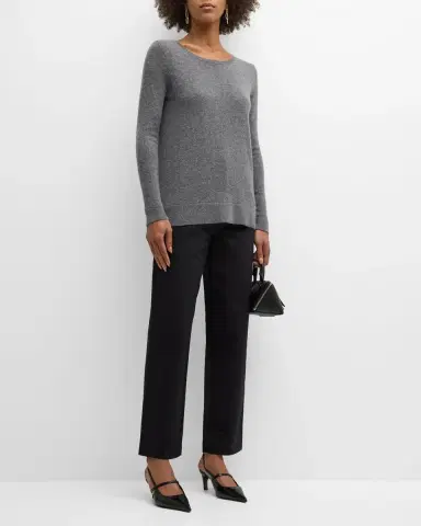 Neiman Marcus Cashmere Collection Cashmere Basic Crewneck Top | Thumbnail 2 Neiman Marcus Cashmere Collection Cashmere Basic Crewneck Top | Thumbnail 2
