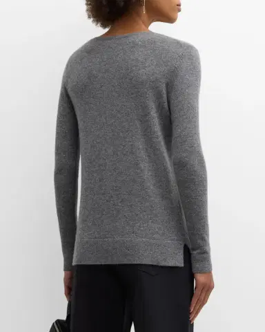 Neiman Marcus Cashmere Collection Cashmere Basic Crewneck Top | Thumbnail 3 Neiman Marcus Cashmere Collection Cashmere Basic Crewneck Top | Thumbnail 3