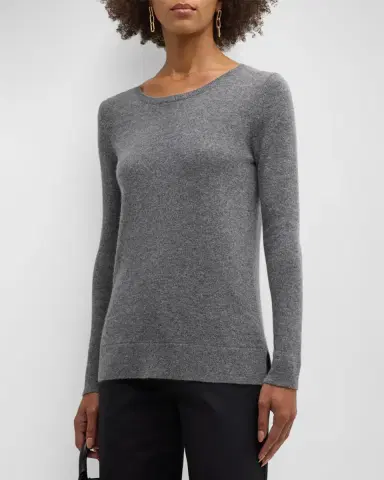 Neiman Marcus Cashmere Collection Cashmere Basic Crewneck Top | Thumbnail 4 Neiman Marcus Cashmere Collection Cashmere Basic Crewneck Top | Thumbnail 4