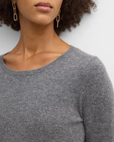 Neiman Marcus Cashmere Collection Cashmere Basic Crewneck Top | Thumbnail 5 Neiman Marcus Cashmere Collection Cashmere Basic Crewneck Top | Thumbnail 5