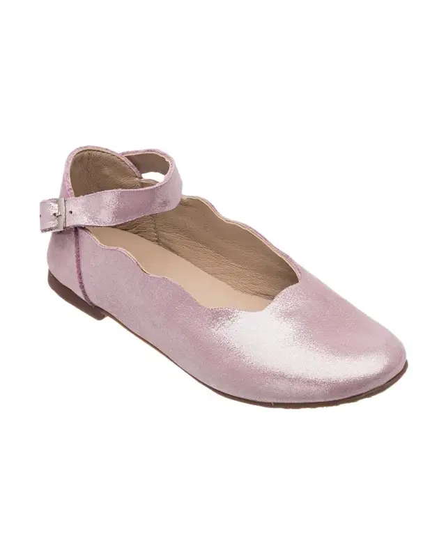 Elephantito Girl 's Ondia Metallic Leather Ballerina Flats