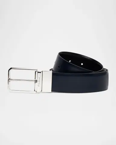 Santoni Men's Reversible Leather Belt | Thumbnail 3