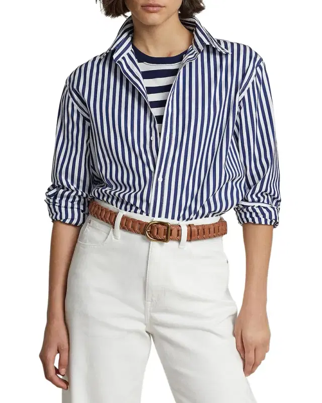 Oversized-Fit Striped Cotton Shirt