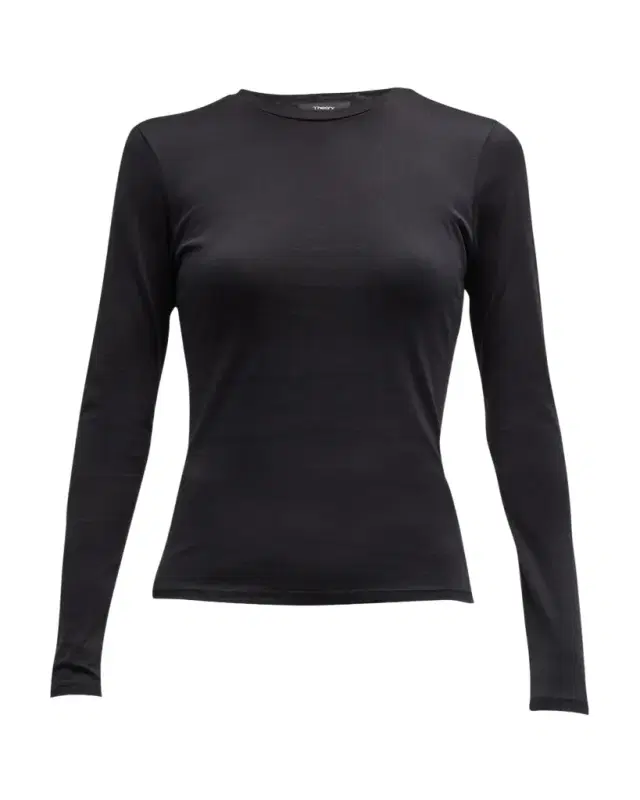 Theory Tiny Tee Long-Sleeve Cotton T-Shirt