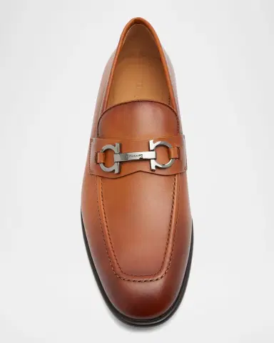 Ferragamo Men's Foster Smooth Leather Gancini Bit Loafers | Thumbnail 3 Ferragamo Men's Foster Smooth Leather Gancini Bit Loafers | Thumbnail 3