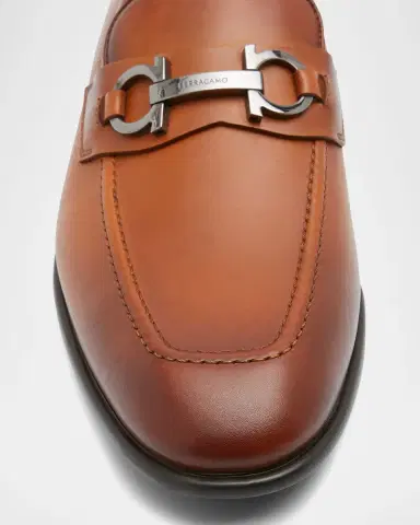 Ferragamo Men's Foster Smooth Leather Gancini Bit Loafers | Thumbnail 4 Ferragamo Men's Foster Smooth Leather Gancini Bit Loafers | Thumbnail 4