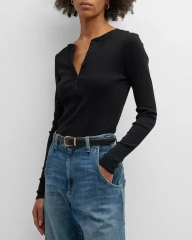 Nili Lotan Jordan Henley T-Shirt | Thumbnail 4 Nili Lotan Jordan Henley T-Shirt | Thumbnail 4
