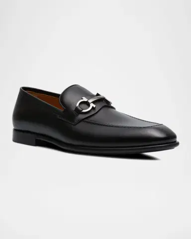 Ferragamo Men's Foster Smooth Leather Gancini Bit Loafers | Thumbnail 2 Ferragamo Men's Foster Smooth Leather Gancini Bit Loafers | Thumbnail 2