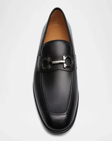 Ferragamo Men's Foster Smooth Leather Gancini Bit Loafers | Thumbnail 4 Ferragamo Men's Foster Smooth Leather Gancini Bit Loafers | Thumbnail 4