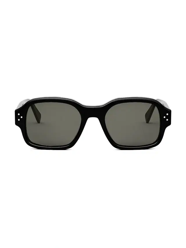CELINE Men's Bold 3 Dots 56MM Geometric Sunglasses - Shiny Black Smoke