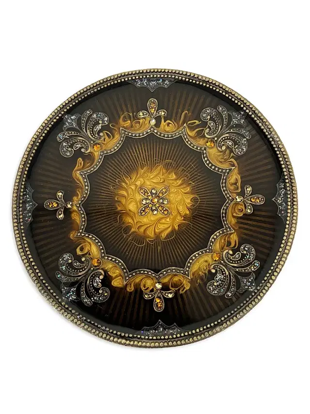 Tizo Jeweled Round Coaster - Brown