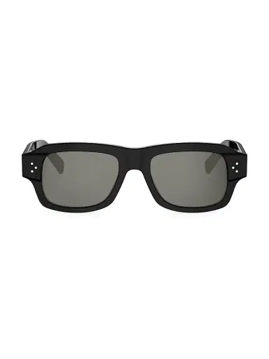 Celine Men's 3 Dots HD 53MM Rectangular Sunglasses - Shiny Black And Smoke | Thumbnail 2