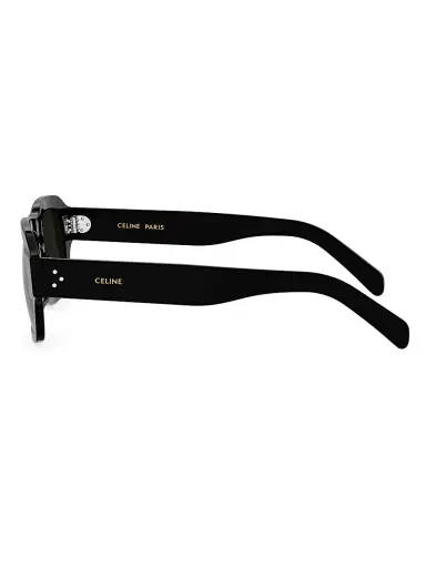 Celine Men's 3 Dots HD 53MM Rectangular Sunglasses - Shiny Black And Smoke | Thumbnail 3