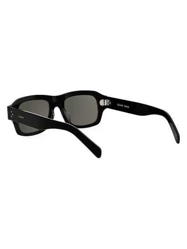 Celine Men's 3 Dots HD 53MM Rectangular Sunglasses - Shiny Black And Smoke | Thumbnail 4