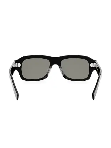 Celine Men's 3 Dots HD 53MM Rectangular Sunglasses - Shiny Black And Smoke | Thumbnail 5