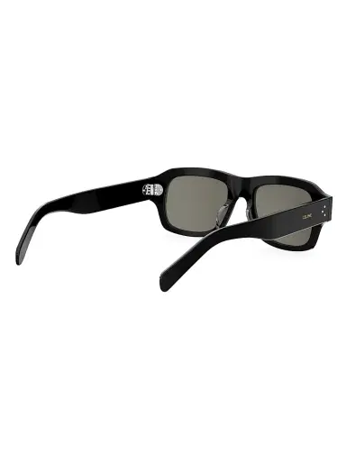 Celine Men's 3 Dots HD 53MM Rectangular Sunglasses - Shiny Black And Smoke | Thumbnail 6