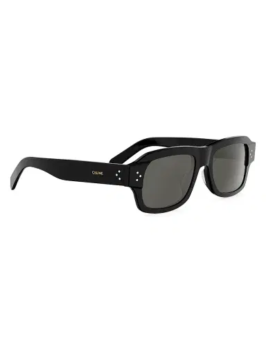 Celine Men's 3 Dots HD 53MM Rectangular Sunglasses - Shiny Black And Smoke | Thumbnail 8
