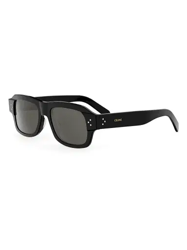 Celine Men's 3 Dots HD 53MM Rectangular Sunglasses - Shiny Black And Smoke | Thumbnail 1