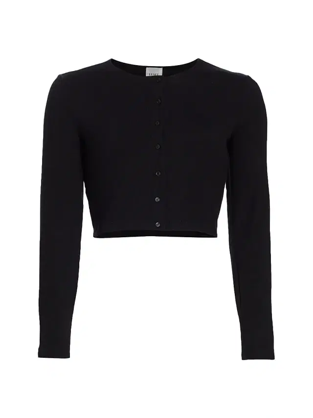 Leset Women's Lauren Crop II Knit Cardigan - Black