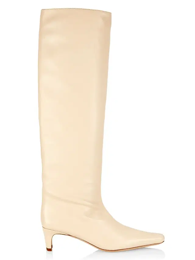 Staud Women's Wally Leather Knee-High Boots - Cream