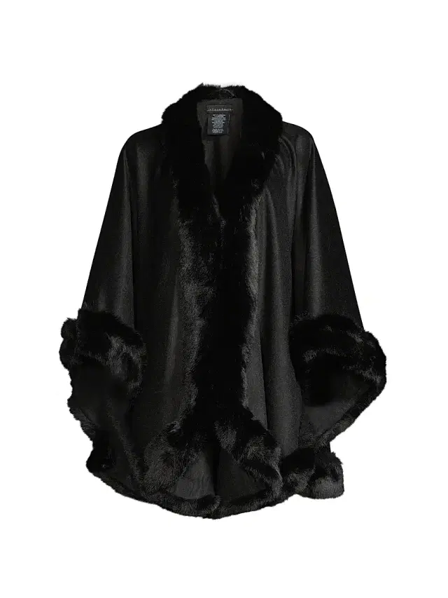 Sofia Cashmere Women's Faux Fur & Cashmere U-Cape - Charcoal