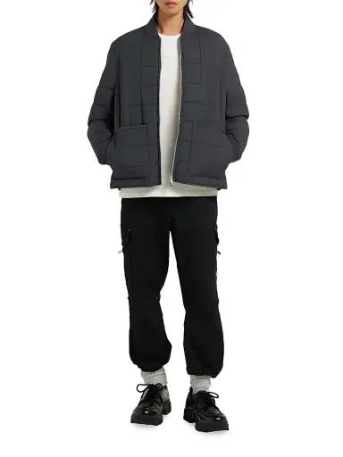 Moose Knuckles Men's Shell Jackets Walker Liner Quilted Puffer Bomber Jacket - Cement | Thumbnail 2