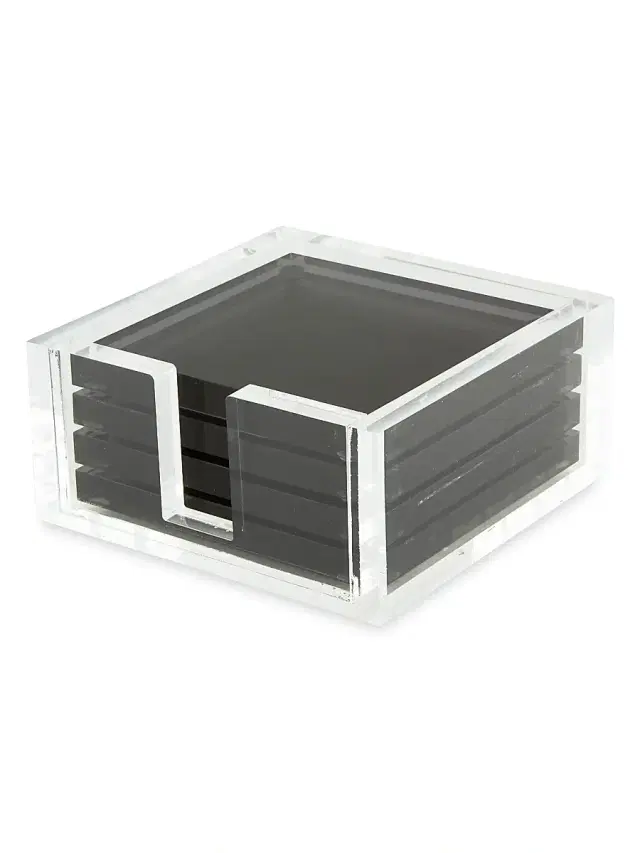 Tizo Acrylic 4-Piece Coaster Set - Black