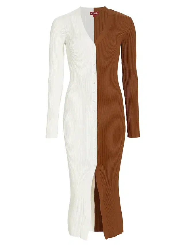 Staud Women's Shoko Colorblocked Midi-Dress