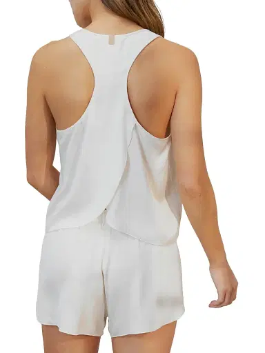 Lunya Women's Washable Silk Tulip-Back Pajama Set - Tranquil White - Size Medium | Thumbnail 4