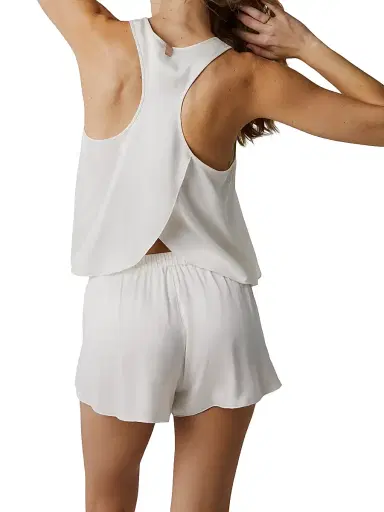 Lunya Women's Washable Silk Tulip-Back Pajama Set - Tranquil White - Size Medium | Thumbnail 9