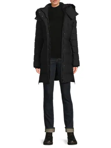 Moose Knuckles Women's Nyluxe Watershed 3 Shearling-Trim Hooded Down Parka | Thumbnail 2